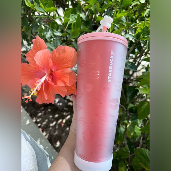 Starbucks Valentine 2021 Red and Pink Lips Soft Touch Tumbler - Picture 9 of 12